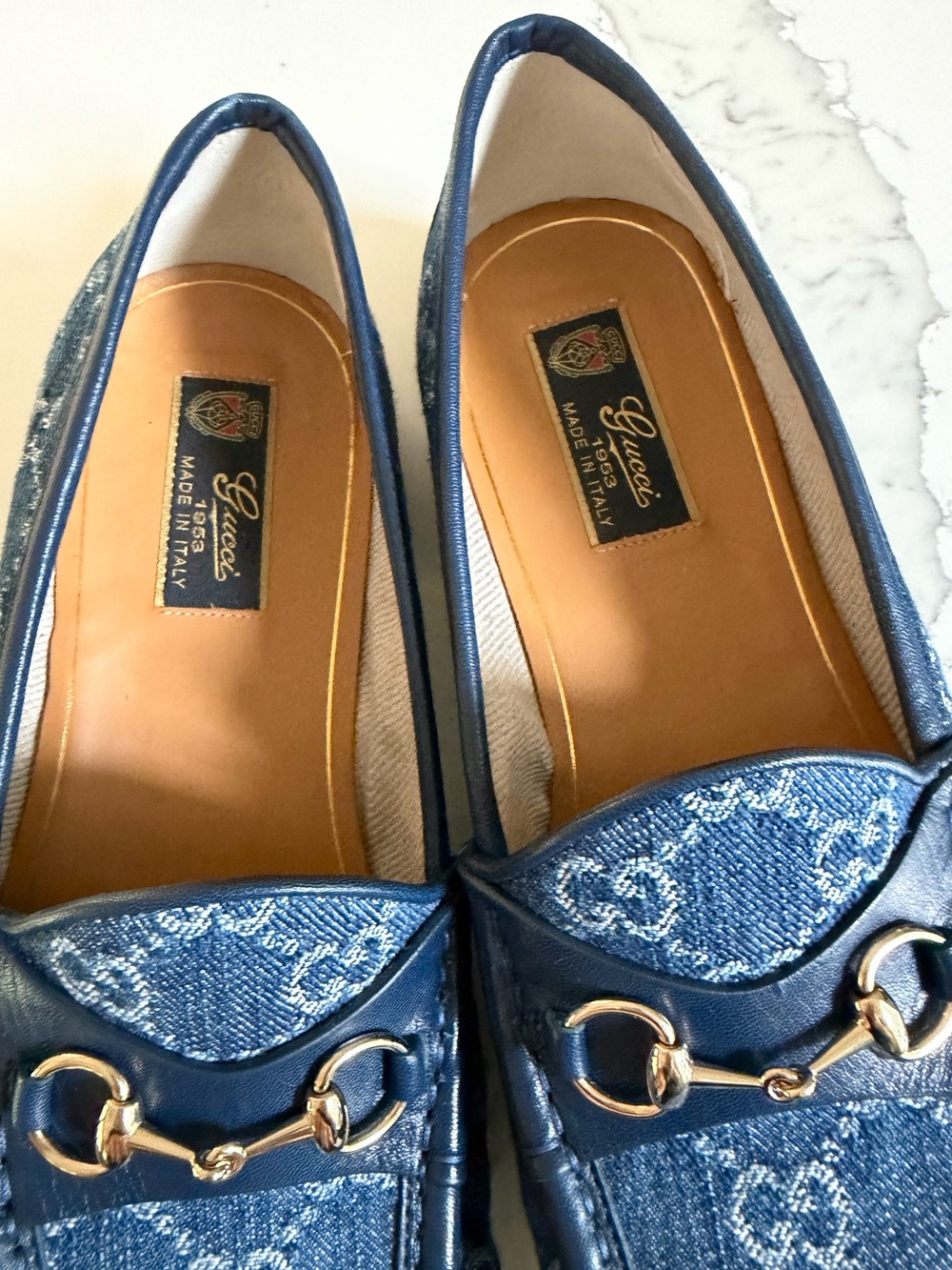 Gucci 1953 Horsebit GG Denim Loafers Navy Blue Leather EU 40 US 10, EUC, box inc - Picture 6 of 10